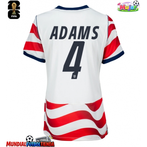 Camiseta Estados Unidos Tyler Adams #4 Primera Equipación Replica Mundial 2026 para mujer mangas cortas